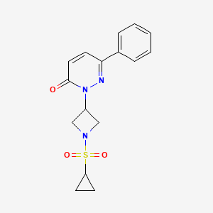 molecular formula C16H17N3O3S B2516731 2-(1-Cyclopropylsulfonylazetidin-3-yl)-6-phenylpyridazin-3-one CAS No. 2380170-54-5