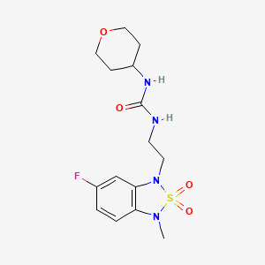 molecular formula C15H21FN4O4S B2516740 1-(2-(6-fluoro-3-methyl-2,2-dioxidobenzo[c][1,2,5]thiadiazol-1(3H)-yl)ethyl)-3-(tetrahydro-2H-pyran-4-yl)urea CAS No. 2034594-25-5