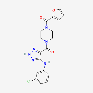 molecular formula C18H17ClN6O3 B2516742 {5-[(3-chlorophenyl)amino]-1H-1,2,3-triazol-4-yl}[4-(furan-2-ylcarbonyl)piperazin-1-yl]methanone CAS No. 1291858-84-8