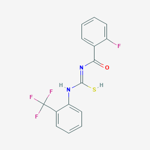 molecular formula C15H10F4N2OS B251675 N'-(2-fluorobenzoyl)-N-[2-(trifluoromethyl)phenyl]carbamimidothioic acid 