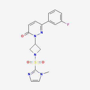 molecular formula C17H16FN5O3S B2516755 6-(3-Fluorophenyl)-2-[1-(1-methylimidazol-2-yl)sulfonylazetidin-3-yl]pyridazin-3-one CAS No. 2380186-02-5