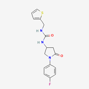 molecular formula C16H16FN3O2S B2516762 1-(1-(4-Fluorophenyl)-5-oxopyrrolidin-3-yl)-3-(thiophen-2-ylmethyl)urea CAS No. 891106-70-0