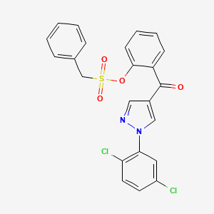 molecular formula C23H16Cl2N2O4S B2516784 2-{[1-(2,5-dichlorophenyl)-1H-pyrazol-4-yl]carbonyl}phenyl phenylmethanesulfonate CAS No. 956729-66-1