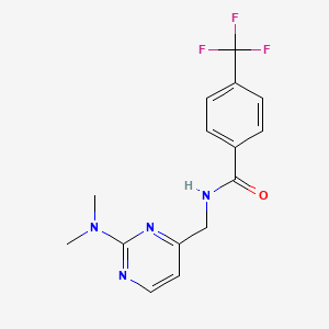 molecular formula C15H15F3N4O B2516786 N-((2-(dimethylamino)pyrimidin-4-yl)methyl)-4-(trifluoromethyl)benzamide CAS No. 1798035-90-1