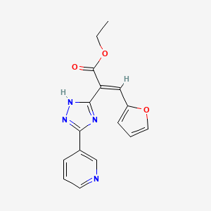 molecular formula C16H14N4O3 B2516790 Ethyl 3-(furan-2-yl)-2-[5-(pyridin-3-yl)-2H-1,2,4-triazol-3-yl]prop-2-enoate CAS No. 1018057-17-4