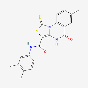 molecular formula C20H17N3O2S2 B2516793 N-(3,4-二甲苯基)-7-甲基-5-氧代-1-硫代-4,5-二氢-1H-噻唑并[3,4-a]喹唑啉-3-甲酰胺 CAS No. 1111160-57-6