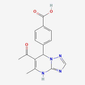 molecular formula C15H14N4O3 B2516805 4-(6-Acetyl-5-methyl-4,7-dihydro[1,2,4]triazolo[1,5-a]pyrimidin-7-yl)benzenecarboxylic acid CAS No. 477870-10-3