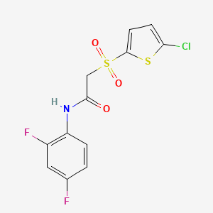 molecular formula C12H8ClF2NO3S2 B2516811 2-((5-chlorothiophen-2-yl)sulfonyl)-N-(2,4-difluorophenyl)acetamide CAS No. 1021079-47-9