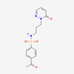 molecular formula C15H17N3O4S B2516819 4-acetyl-N-(3-(6-oxopyridazin-1(6H)-yl)propyl)benzenesulfonamide CAS No. 1105200-08-5