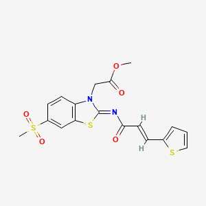 molecular formula C18H16N2O5S3 B2516821 2-((Z)-6-(甲基磺酰基)-2-(((E)-3-(噻吩-2-基)丙烯酰基)亚氨基)苯并[d]噻唑-3(2H)-基)乙酸甲酯 CAS No. 865198-48-7