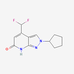 molecular formula C12H13F2N3O B2516823 2-Cyclopentyl-4-(difluoromethyl)-2H-pyrazolo[3,4-b]pyridin-6(7H)-one CAS No. 1018163-80-8