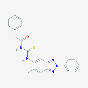molecular formula C22H19N5OS B251683 N-[(6-methyl-2-phenyl-2H-benzotriazol-5-yl)carbamothioyl]-2-phenylacetamide 