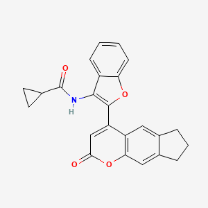 molecular formula C24H19NO4 B2516848 N-[2-(2-氧代-7,8-二氢-6H-环戊[g]色烯-4-基)-1-苯并呋喃-3-基]环丙烷甲酰胺 CAS No. 904509-24-6