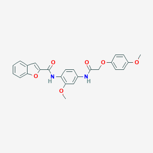 molecular formula C25H22N2O6 B251685 N-(2-methoxy-4-{[(4-methoxyphenoxy)acetyl]amino}phenyl)-1-benzofuran-2-carboxamide 