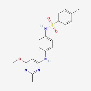 molecular formula C19H20N4O3S B2516852 N-(4-((6-methoxy-2-methylpyrimidin-4-yl)amino)phenyl)-4-methylbenzenesulfonamide CAS No. 946356-39-4