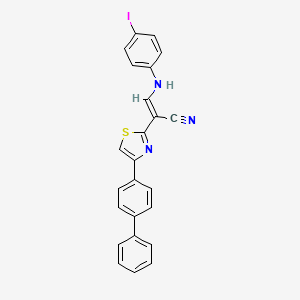 (E)-2-(4-([1,1'-biphenyl]-4-yl)thiazol-2-yl)-3-((4-iodophenyl)amino)acrylonitrile