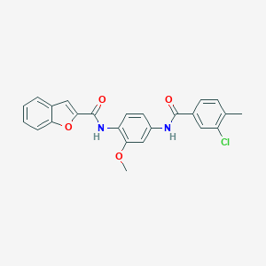 molecular formula C24H19ClN2O4 B251686 N-{4-[(3-chloro-4-methylbenzoyl)amino]-2-methoxyphenyl}-1-benzofuran-2-carboxamide 