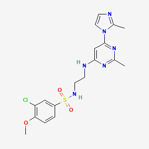 3-chloro-4-methoxy-N-(2-((2-methyl-6-(2-methyl-1H-imidazol-1-yl)pyrimidin-4-yl)amino)ethyl)benzenesulfonamide