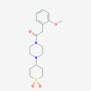 molecular formula C18H26N2O4S B2516868 1-(4-(1,1-dioxidotetrahydro-2H-thiopyran-4-yl)piperazin-1-yl)-2-(2-methoxyphenyl)ethanone CAS No. 1904186-93-1
