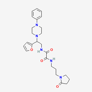 molecular formula C25H33N5O4 B2516869 N1-(2-(furan-2-yl)-2-(4-phenylpiperazin-1-yl)ethyl)-N2-(3-(2-oxopyrrolidin-1-yl)propyl)oxalamide CAS No. 877631-86-2