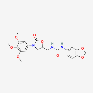 molecular formula C21H23N3O8 B2516874 1-(苯并[d][1,3]二氧杂环-5-基)-3-((2-氧代-3-(3,4,5-三甲氧基苯基)恶唑烷-5-基)甲基)脲 CAS No. 955231-66-0