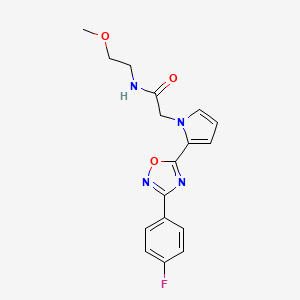 molecular formula C17H17FN4O3 B2516883 2-(2-(3-(4-fluorophenyl)-1,2,4-oxadiazol-5-yl)-1H-pyrrol-1-yl)-N-(2-methoxyethyl)acetamide CAS No. 1260628-44-1