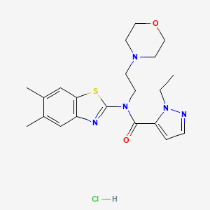 molecular formula C21H28ClN5O2S B2516884 N-(5,6-dimethylbenzo[d]thiazol-2-yl)-1-ethyl-N-(2-morpholinoethyl)-1H-pyrazole-5-carboxamide hydrochloride CAS No. 1323388-74-4