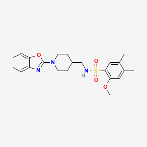 molecular formula C22H27N3O4S B2516885 N-((1-(benzo[d]oxazol-2-yl)piperidin-4-yl)methyl)-2-methoxy-4,5-dimethylbenzenesulfonamide CAS No. 1797285-01-8