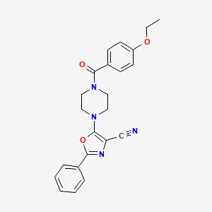 molecular formula C23H22N4O3 B2516886 5-(4-(4-Ethoxybenzoyl)piperazin-1-yl)-2-phenyloxazole-4-carbonitrile CAS No. 946277-58-3