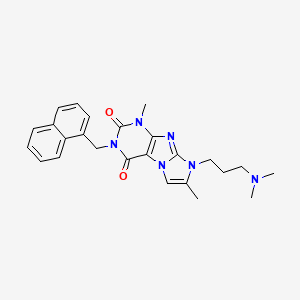 molecular formula C25H28N6O2 B2516898 8-(3-(dimethylamino)propyl)-1,7-dimethyl-3-(naphthalen-1-ylmethyl)-1H-imidazo[2,1-f]purine-2,4(3H,8H)-dione CAS No. 919008-72-3