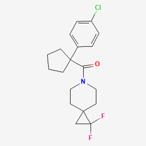 molecular formula C19H22ClF2NO B2516904 (1-(4-Chlorophenyl)cyclopentyl)(1,1-difluoro-6-azaspiro[2.5]octan-6-yl)methanone CAS No. 2309776-79-0