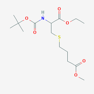 molecular formula C15H27NO6S B2516916 Methyl 4-({2-[(tert-butoxycarbonyl)amino]-3-ethoxy-3-oxopropyl}sulfanyl)butanoate CAS No. 1396967-95-5