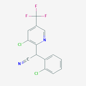 molecular formula C14H7Cl2F3N2 B2516919 2-[3-Chloro-5-(trifluoromethyl)pyridin-2-yl]-2-(2-chlorophenyl)acetonitrile CAS No. 213994-15-1