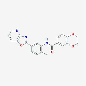 molecular formula C22H17N3O4 B251692 N-(2-methyl-5-[1,3]oxazolo[4,5-b]pyridin-2-ylphenyl)-2,3-dihydro-1,4-benzodioxine-6-carboxamide 
