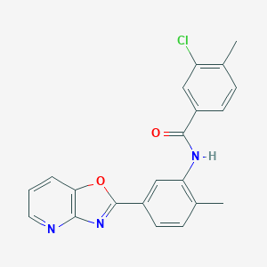 molecular formula C21H16ClN3O2 B251693 3-chloro-4-methyl-N-(2-methyl-5-[1,3]oxazolo[4,5-b]pyridin-2-ylphenyl)benzamide 
