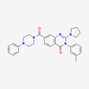 molecular formula C30H31N5O2 B2516931 7-(4-phenylpiperazine-1-carbonyl)-2-(pyrrolidin-1-yl)-3-(m-tolyl)quinazolin-4(3H)-one CAS No. 1251675-45-2