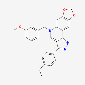 molecular formula C27H23N3O3 B2516937 3-(4-ethylphenyl)-5-(3-methoxybenzyl)-5H-[1,3]dioxolo[4,5-g]pyrazolo[4,3-c]quinoline CAS No. 866728-78-1