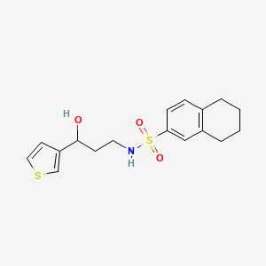 molecular formula C17H21NO3S2 B2516938 N-(3-hydroxy-3-(thiophen-3-yl)propyl)-5,6,7,8-tetrahydronaphthalene-2-sulfonamide CAS No. 2034257-13-9