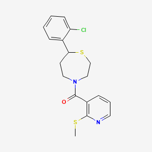 molecular formula C18H19ClN2OS2 B2516943 (7-(2-Chlorophenyl)-1,4-thiazepan-4-yl)(2-(methylthio)pyridin-3-yl)methanone CAS No. 1798515-72-6