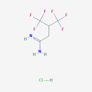 molecular formula C5H7ClF6N2 B2516949 4,4,4-Trifluoro-3-(trifluoromethyl)butanimidamide;hydrochloride CAS No. 2378507-10-7