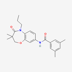molecular formula C23H28N2O3 B2516950 N-(3,3-二甲基-4-氧代-5-丙基-2,3,4,5-四氢苯并[b][1,4]恶二嗪-8-基)-3,5-二甲基苯甲酰胺 CAS No. 921870-09-9