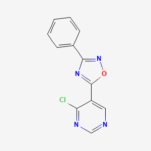 molecular formula C12H7ClN4O B2516958 4-Chloro-5-(3-phenyl-1,2,4-oxadiazol-5-yl)pyrimidine CAS No. 1993223-83-8