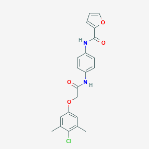 molecular formula C21H19ClN2O4 B251696 N-(4-{[(4-chloro-3,5-dimethylphenoxy)acetyl]amino}phenyl)furan-2-carboxamide 