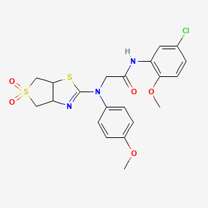 molecular formula C21H22ClN3O5S2 B2516960 N-(5-chloro-2-methoxyphenyl)-2-((5,5-dioxido-3a,4,6,6a-tetrahydrothieno[3,4-d]thiazol-2-yl)(4-methoxyphenyl)amino)acetamide CAS No. 866842-41-3