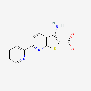 molecular formula C14H11N3O2S B2516965 Methyl 3-amino-6-(pyridin-2-yl)thieno[2,3-b]pyridine-2-carboxylate CAS No. 921135-52-6