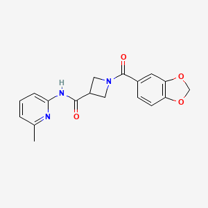 molecular formula C18H17N3O4 B2516975 1-(benzo[d][1,3]dioxole-5-carbonyl)-N-(6-methylpyridin-2-yl)azetidine-3-carboxamide CAS No. 1396771-05-3