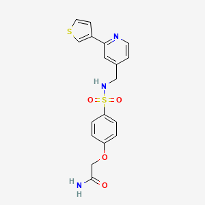 2-(4-(N-((2-(thiophen-3-yl)pyridin-4-yl)methyl)sulfamoyl)phenoxy)acetamide