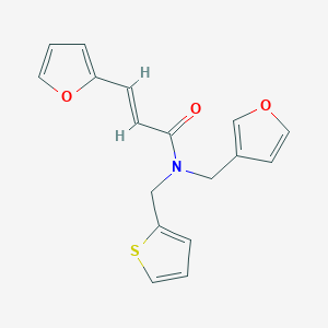 (E)-3-(furan-2-yl)-N-(furan-3-ylmethyl)-N-(thiophen-2-ylmethyl)acrylamide