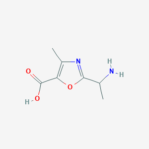 molecular formula C7H10N2O3 B2516986 2-(1-Aminoethyl)-4-methyl-1,3-oxazole-5-carboxylic acid CAS No. 1822606-28-9