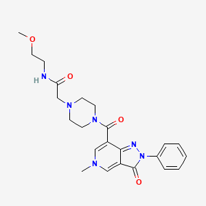 molecular formula C23H28N6O4 B2516991 N-(2-methoxyethyl)-2-(4-(5-methyl-3-oxo-2-phenyl-3,5-dihydro-2H-pyrazolo[4,3-c]pyridine-7-carbonyl)piperazin-1-yl)acetamide CAS No. 1040648-58-5